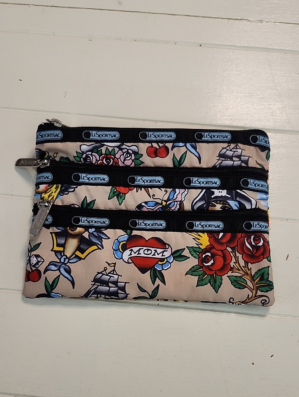 Very Rare LeSportsac Ed Hardy Christian Audiger Collaboration Cosmetic Pouch